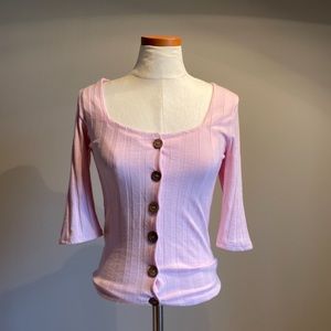 Free People Ribbed Pink Top Size M